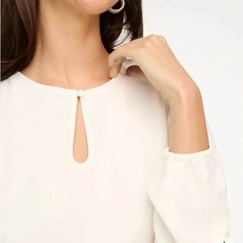 NWT J. Crew Puff Sleeve Satin Back Crepe Blouse‎ Lavender